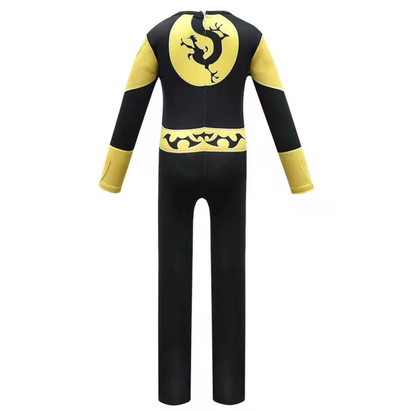 Disfraz de Ninja para niños, disfraz de dragón dorado y plateado, camisa con capucha, pantalones, cinturón con máscara, disfraz de Carnaval