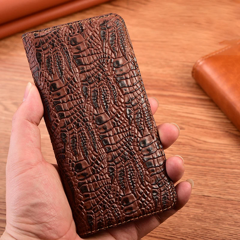 

Crocodile Claw Genuine Leather Flip Case For XiaoMi Redmi Y2 Y3 S2 GO Redmi A1 Plus Card Pocket Wallet Cover