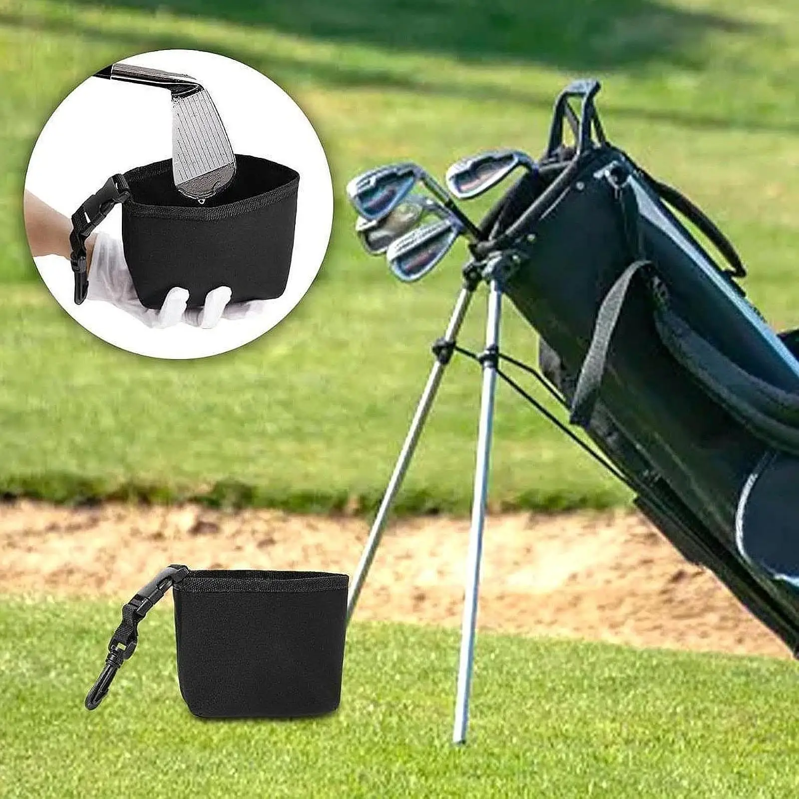 

Lightweight Golf Ball Washer Bag with Swivel Clip Hook Portable Golf Accessory for Golf Bag