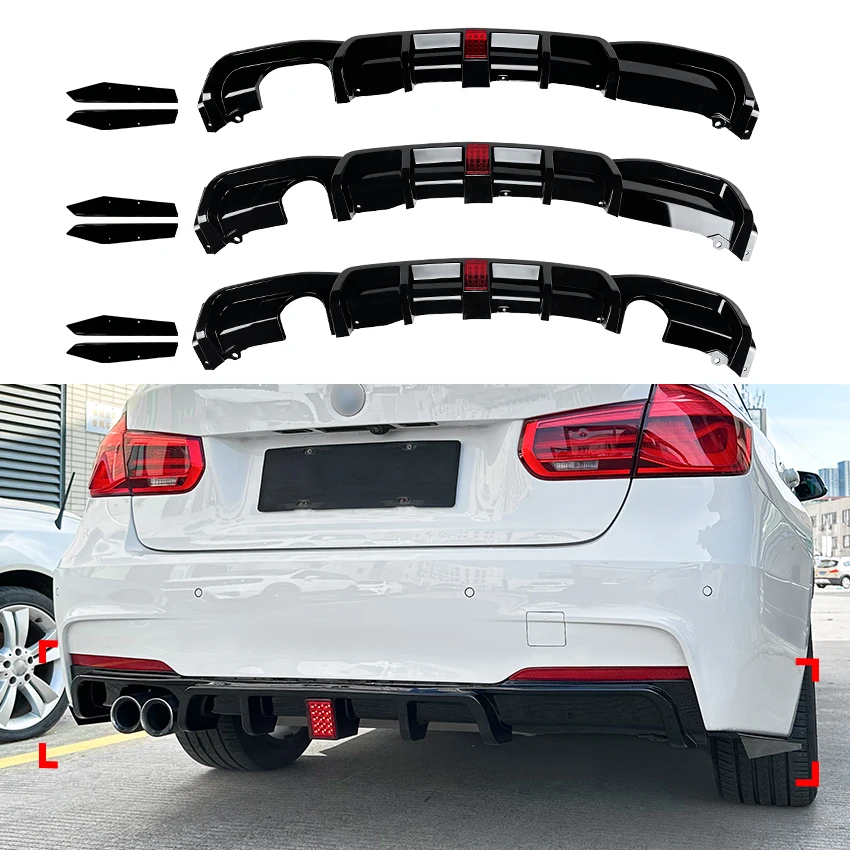 

Car Rear Bumper Spoiler Rear Corner Set with lights For BMW 3 Series F30 MT MP 2013-2019 Body Exterior Protector Modification