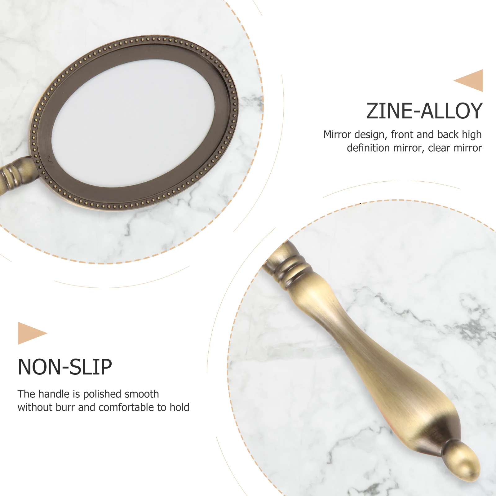 

Vintage Handheld Retro With Handle Retro Handheld Hand Portable Travel Hand Mirror Metal Mirror for Women Gifts