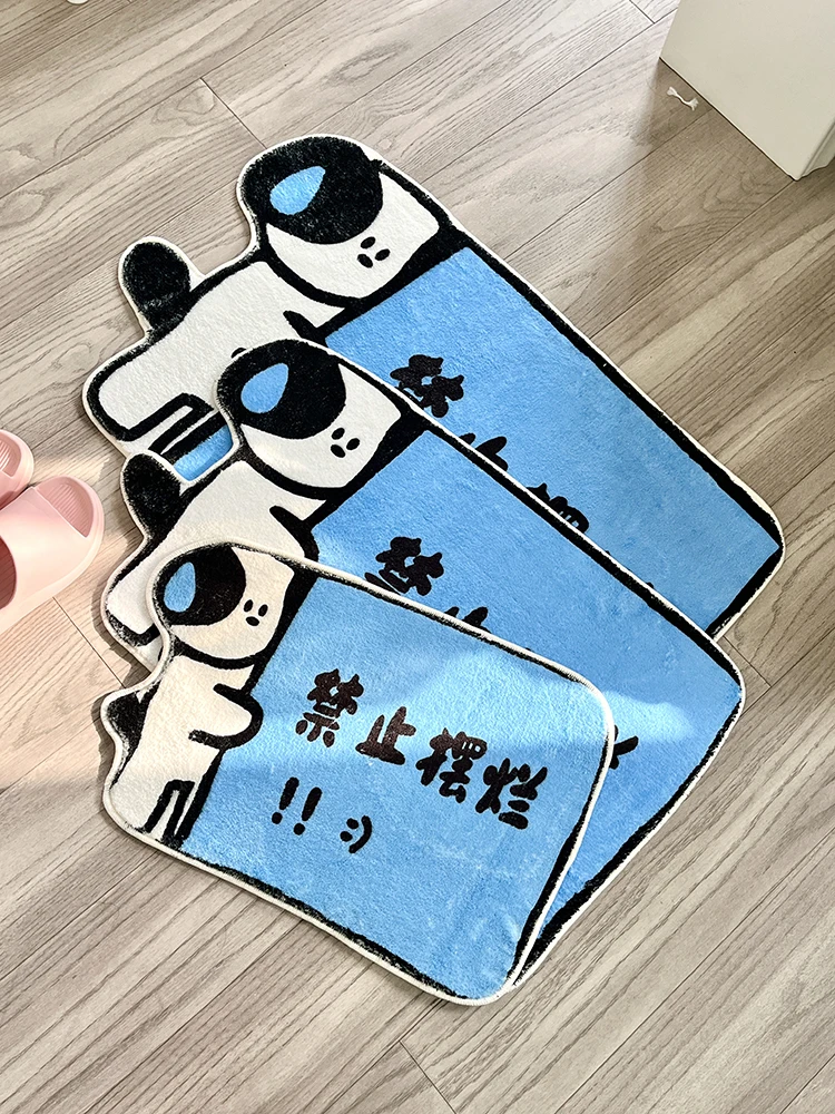 

Fun Cartoon Entrance Mat Home Use Absorbent Quick Dry Bathroom Carpet Plush Material Anti Slip Square Shaped Floor Rug