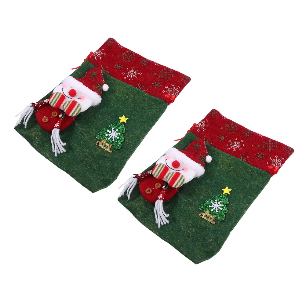 

2Pcs Vintage Felt Present Bags Drawstring Closure for Holiday Gift Wrapping Christmas Treat Party Favor Decorations