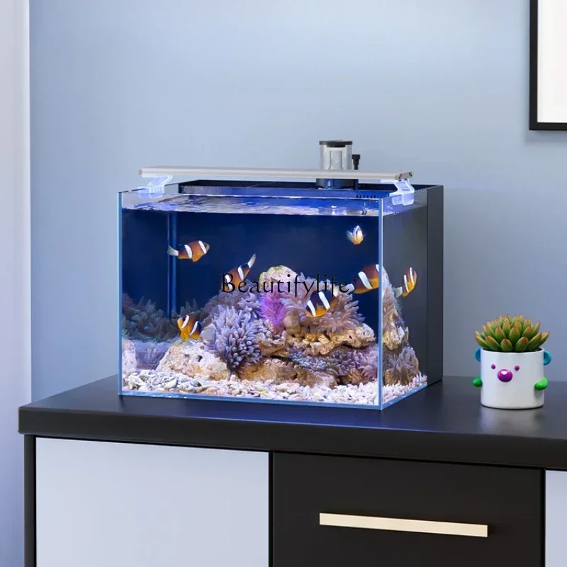 

LD33Small Creative Landscape Back Filter Desktop Living Room Office Home Small Fish Sea Tank Full Set of Equipment