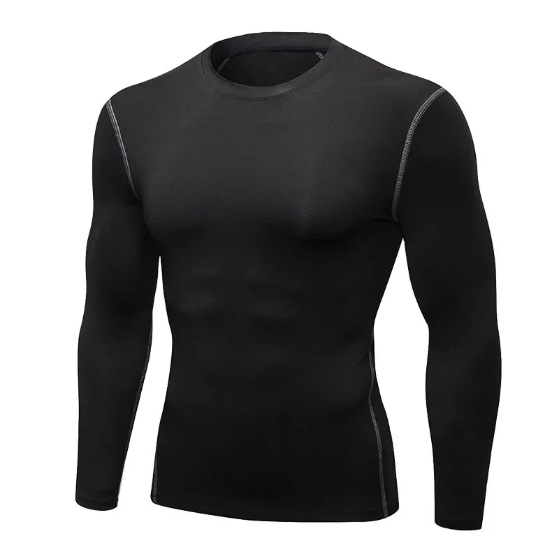 2pcs Men\'s Long-sleeved Thermal Underwear Male Thin Tight Fitting Fast Dry Elastic Fitness Tops Man Autumn Winter Sprots Wear