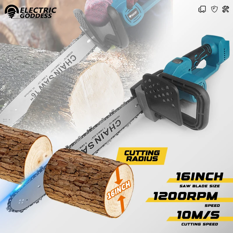 

Электрическая богиня 16-дюймовая бесщеточная электрическая цепная пила ручная цепная пила для резки древесины электроинструмент для Makita 18 В аккумуляторный штифт
