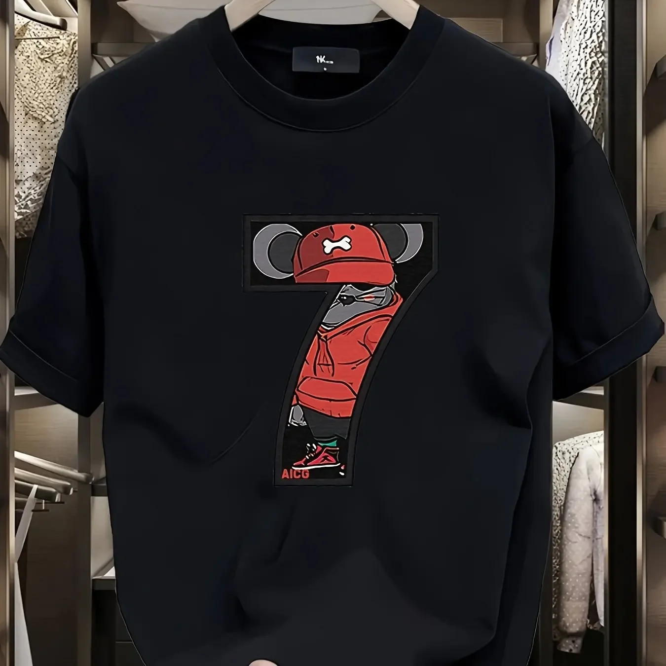 

2025 Men's round-neck digital simple print short-sleeved casual 100% cotton summer wear top