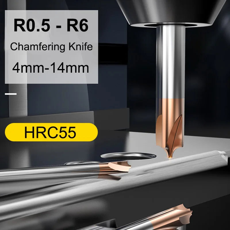 Carbide Radius Corner Rounding Cutter End Mill 4-14mm CNC Tools R0.5 R1 R2 R3 R4 R5 R6 Inner R Mill Cutter Chamfering Router Bit