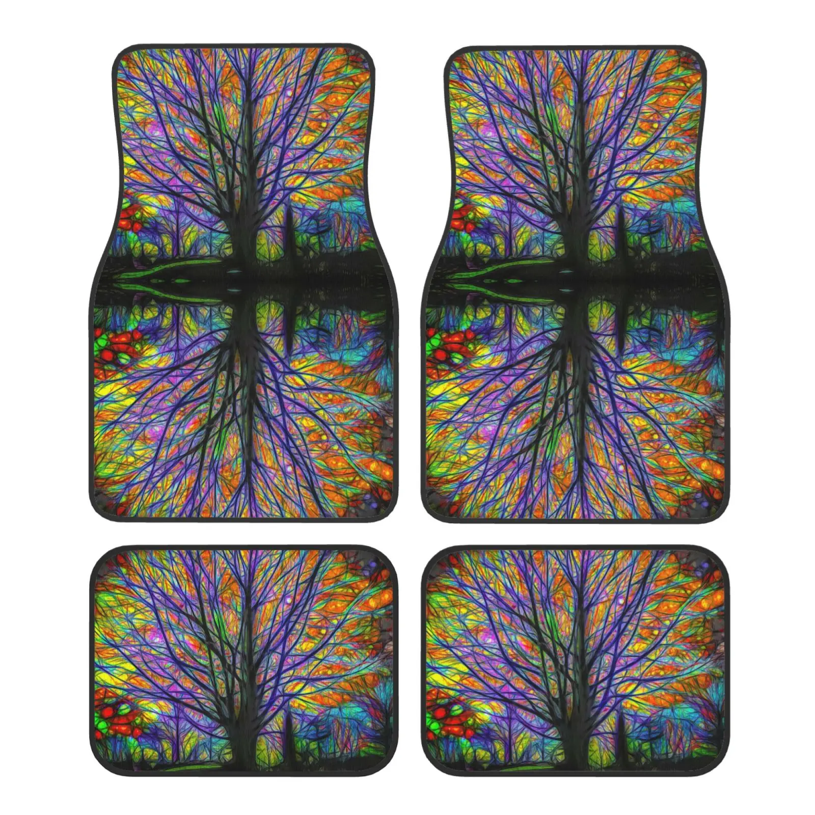 Forest Colored Fantasy Pattern 4PCS Crystal Velvet Women Car Floor Mat Anti Fouling Car Floor Mat Car Interior Accessories
