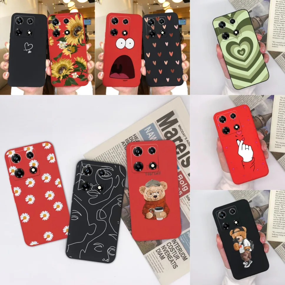 For Infinix Note 30i 30 Pro 4G Cases High Quality Soft Silicone Pretty Red Pattern Bear Cover For Infinix Note30i 30Pro Fundas