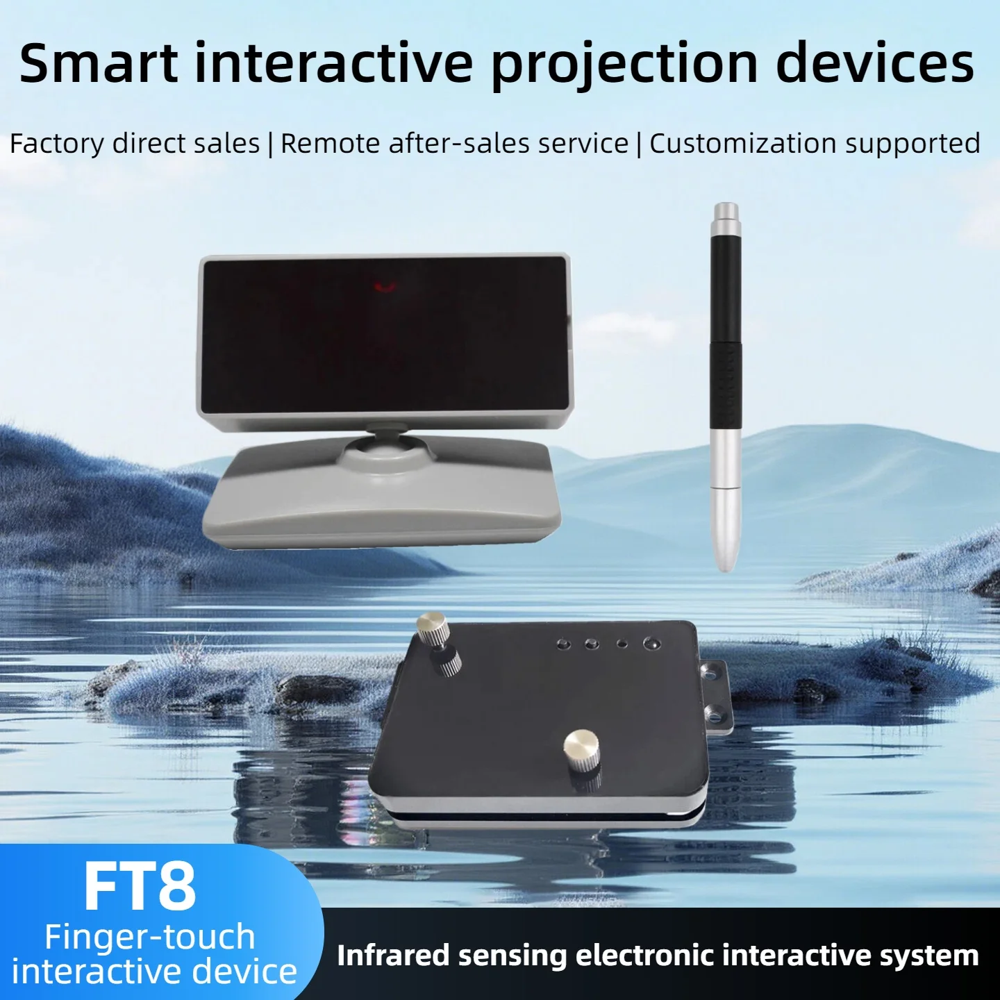 Interactive Wall and Floor Games Finger Touch Screen Smart WhiteBoard FT8 3D Holographic Projector for Teaching Meeting Kids