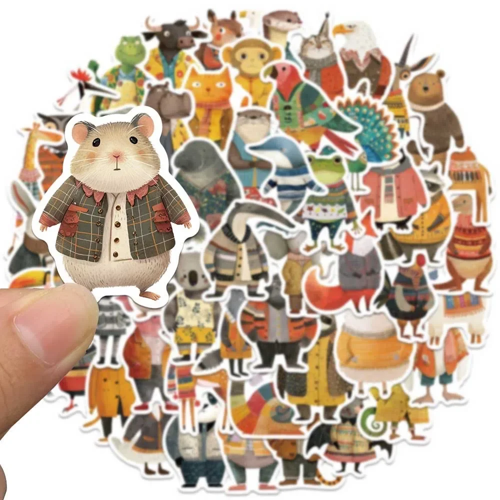 10/50PCS Cute Funny Fairy Tale Animal Dressed Illustration Stickers Decals DIY Notebook Phone Suitcase Luggage Wall Car Sticker