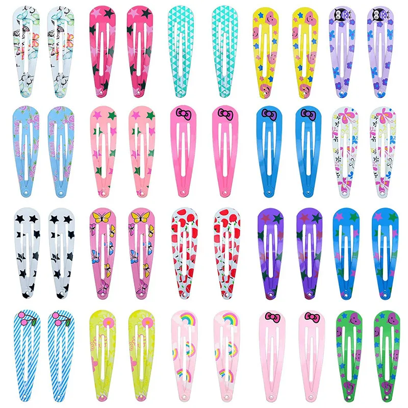 20/40Pcs Alloy Hair Accessories Children Hairpin Cartoon Animal Flower Print Dripping Hair Clips Girls Headdress Head Decoration