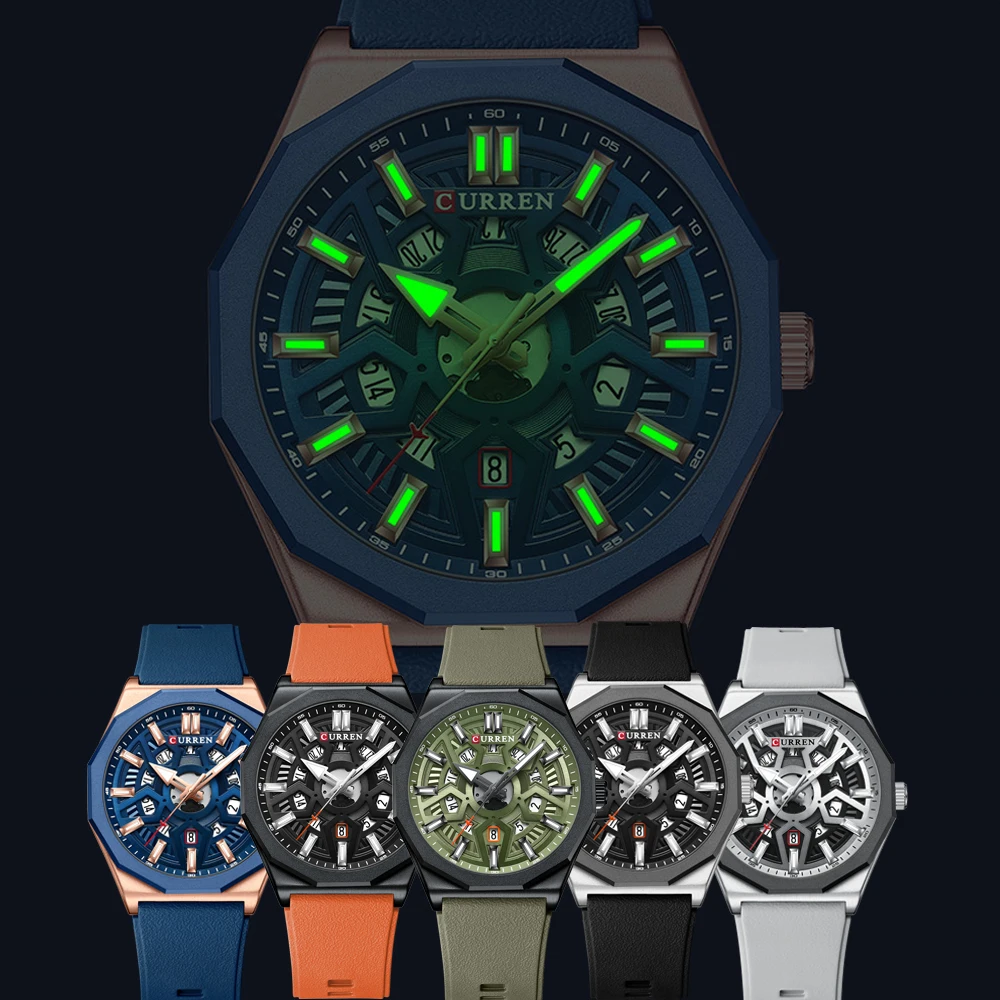 CURREN orologio da uomo di marca superiore moda Casual sport Gel di silice impermeabile al quarzo Wrsitwatches per orologio da uomo con data