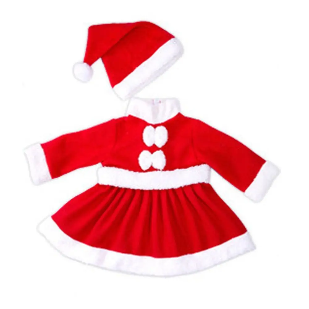 

Toddler Baby Party Cloth Accessories Red Dress Set Santa Claus Costume Christmas Costume Party Masquerade Cloth With Hat