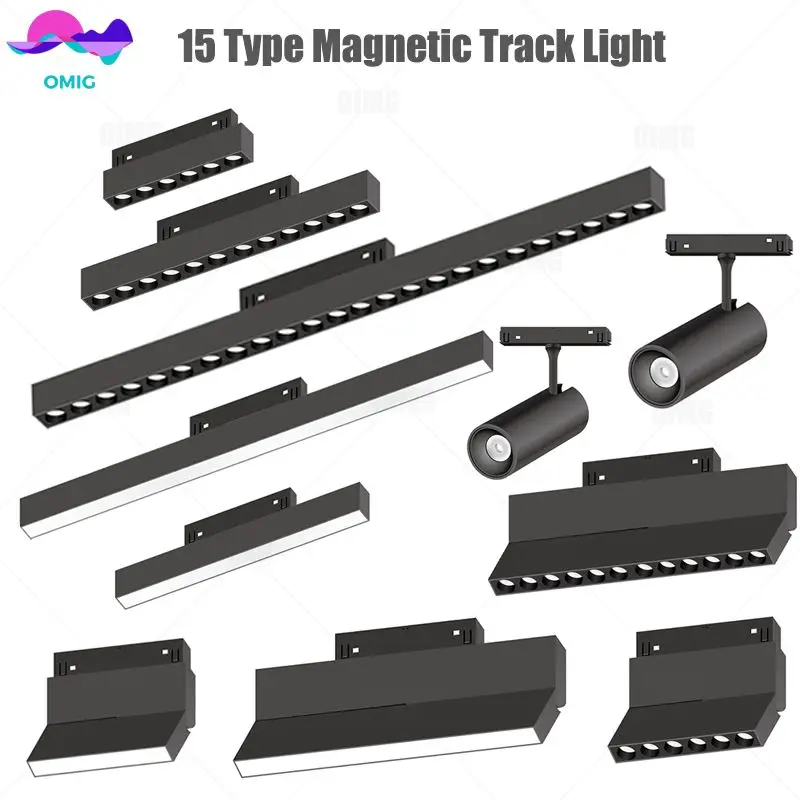 

15 Type LED Magnetic Track Light Flexible Recessed Rails System Black Lighting Fixture Smart Spotlight Floodlight Grille Lamp