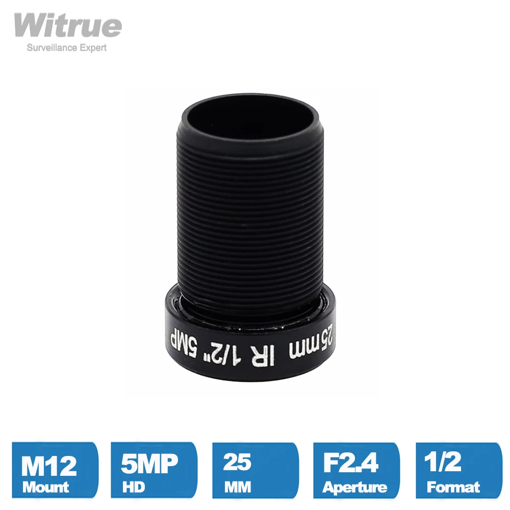 Witrue 5Megapixel CCTV Lens 25mm M12 Mount 1/2 inch Long Distance View For 1080P/4MP/5MP AHD Camera IP Security Cameras