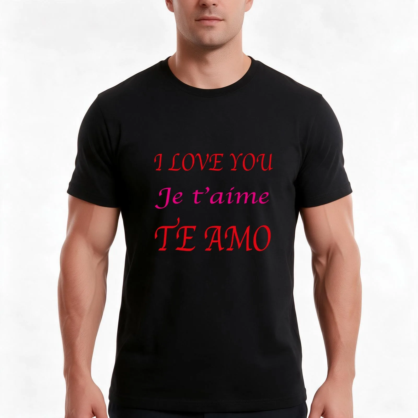 say I love you in several languages. T-Shirt, Summer Casual Cotton Tee, Oversized Streetwear Tops, Vintage Graphic Print