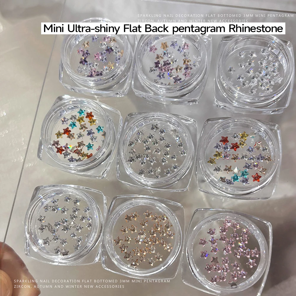 30 pièces 3mm étoiles scintillantes colorées Zircon pour décorations Nail Art étoiles en verre scintillant base plate strass brillants accessoires pour ongles à faire soi-même