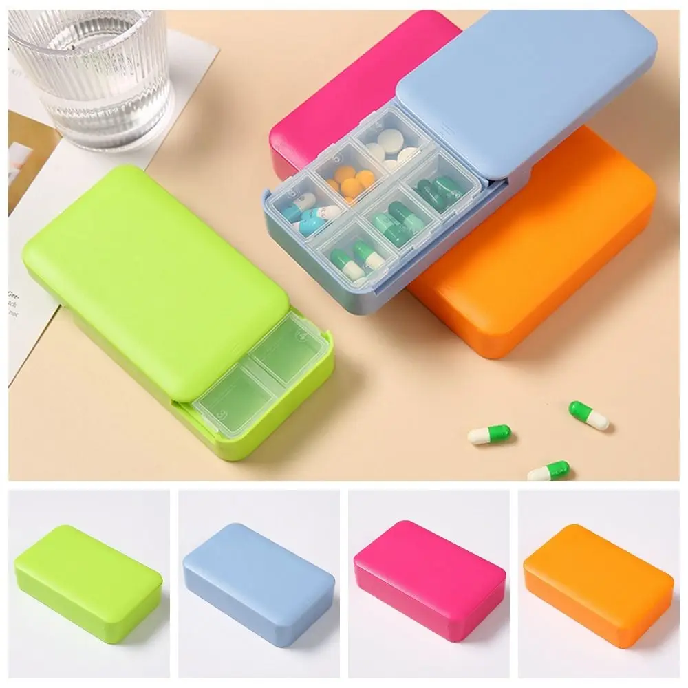 Portable Pull-out Dispenser Pill Box Creative Dust Prevention 6-cell Dispenser Pill Case Large Capacity Moisture-proof