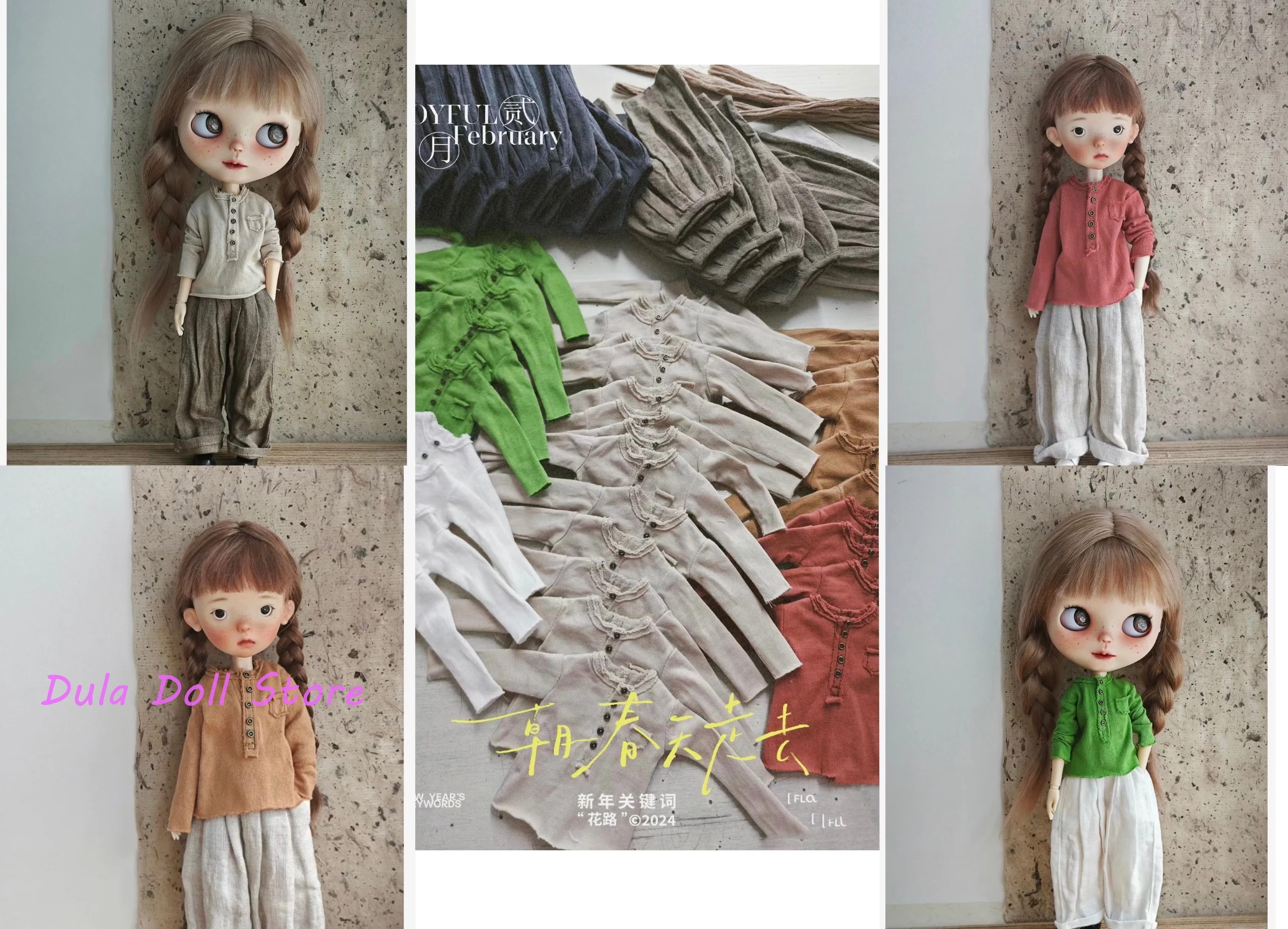 

（Sewing time 1 month）Dula Doll Clothes Dress Casual cotton linen broken suits Blythe ob24 Azone Licca ICY JerryB 1/6 Bjd Doll