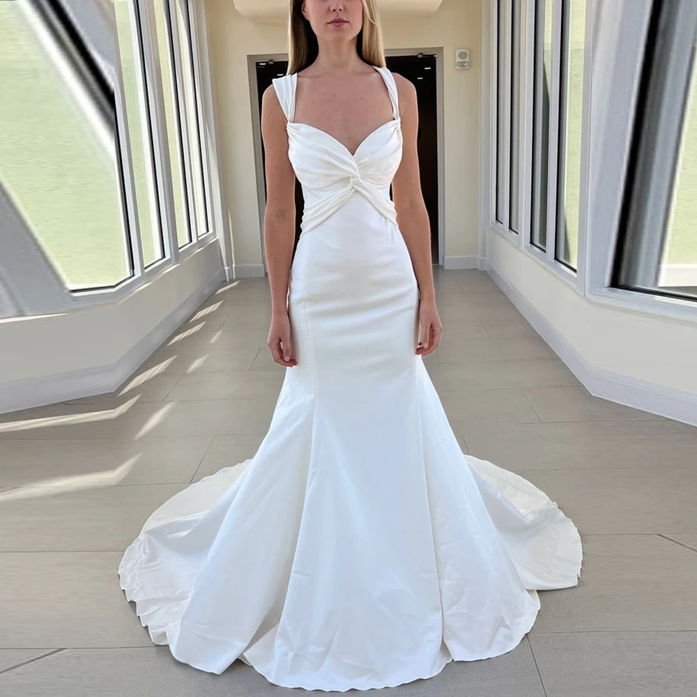 

Свадебные платья в форме сердца и русалки по индивидуальному заказу, платье невесты в стиле кантри с широкими бретелями и открытой спиной, платья de novia