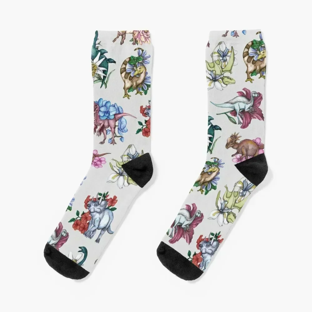 Dinosaur Floral Pattern Socks luxe Running compression Male Socks Women's