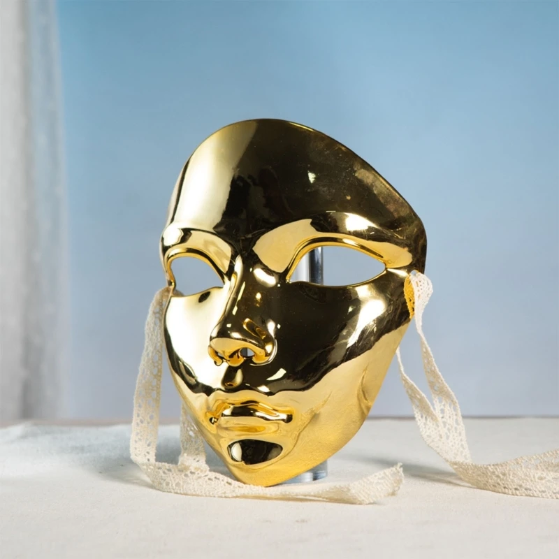 652f Maschera in maschera a colori metallici Maschera Halloween Maschera a faccia piena Maschera Accessori costumi per