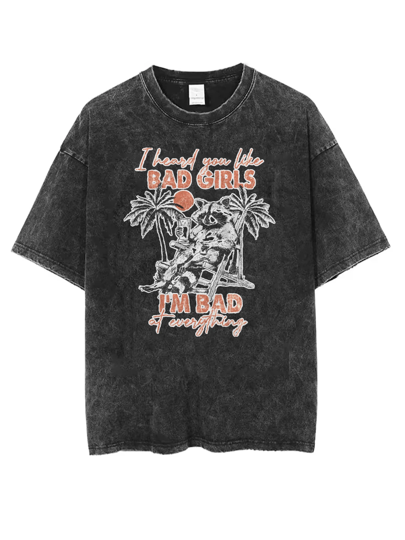 تي شيرت أسود مغسول برقبة دائرية مريح وفضفاض مناسب بطباعة الهالوين الأكثر مبيعًا ملابس شتوية غير رسمية للنساء والرجال