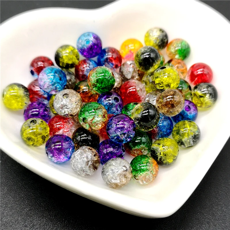 50pcs 8mm Double Colored Cracked Beads Spacer  For Jewelry Making Handmade DIY