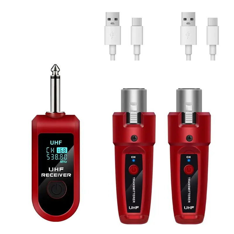 

Беспроводная система передачи и приема звука A52T Red UHF XLR для динамического микрофона, гитары, аудиомикшера, аудиосистемы.