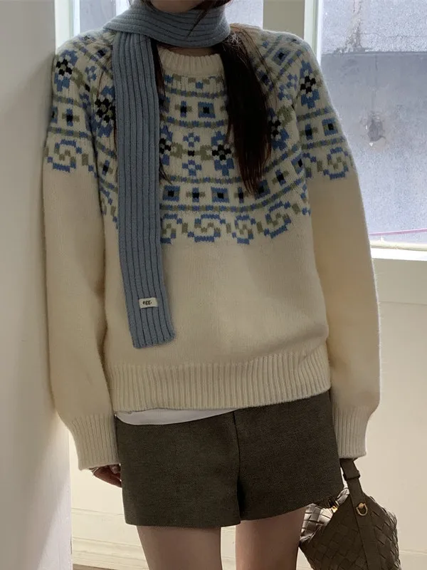 Cisas Aosphere Soft Cozy Color Blo Knit Sweater Women's Winter Faionable Island Sle Sweater Korean Loose Fit