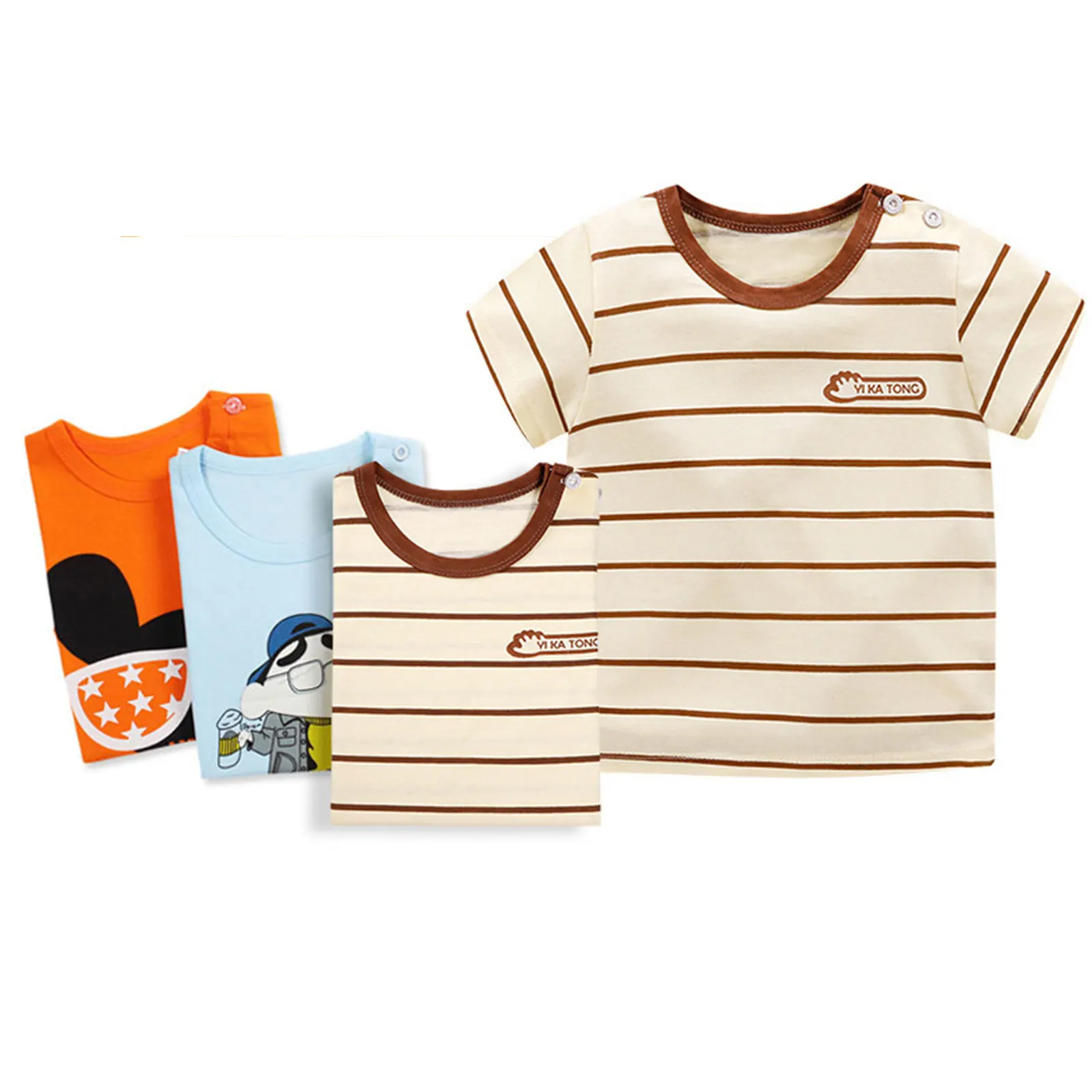 Baby Cotton T-shirts Cute Kids Print T Shirt Boys Girls Children Summer Short Sleeve Tops Infant Clothing