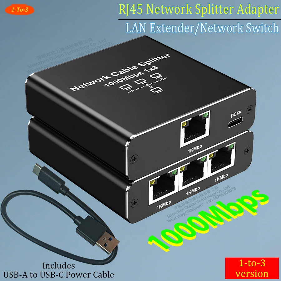 

Gigabit Ethernet 1000Mbps RJ45 Network Splitter Adapter 1 to 2/3/4 LAN Extender for Laptop PC IPTV Router Network Switch IPC ONT