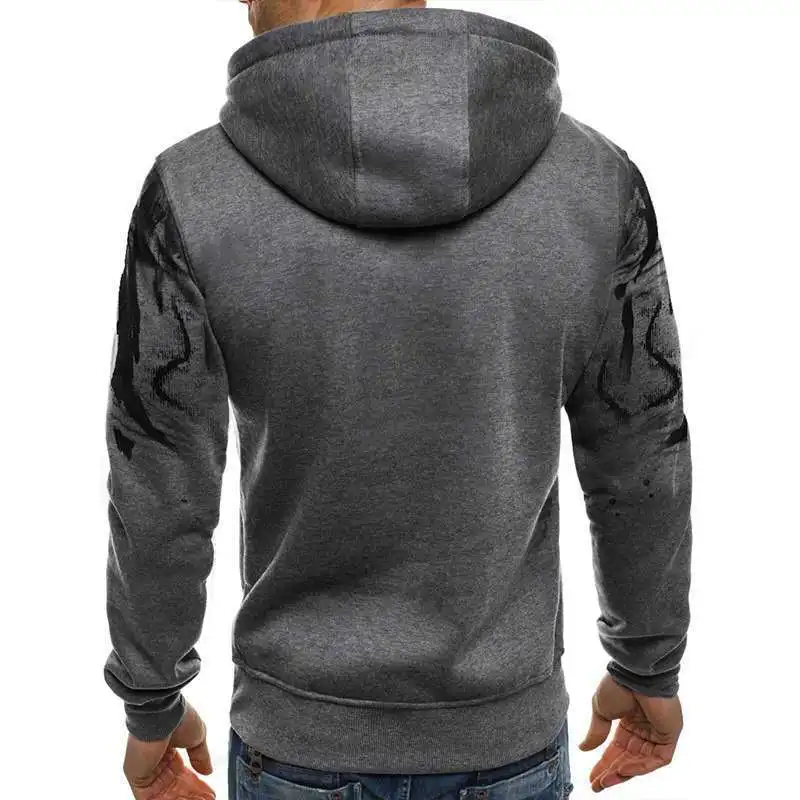 Autumn and Winter Men's Gradient Sweater Fashion Hoodie Halloween Spider Web Casual Top Printed Hoodie Happy Halloween