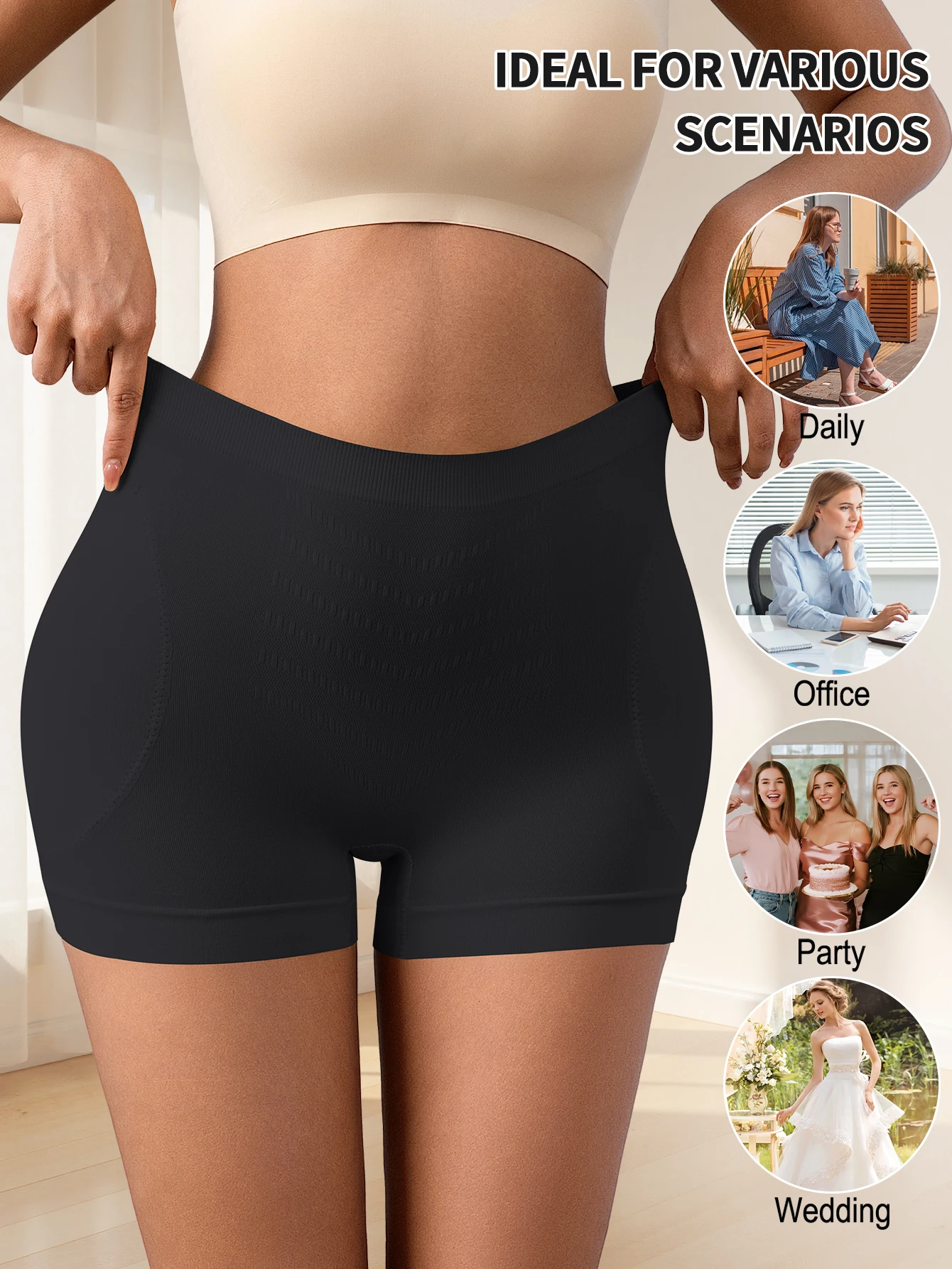 Flarixa Damen Po-Lifter Shaper Shorts mit herausnehmbaren Hüftpolstern, Bauchkontrolle, Hüftverstärker, nahtlose körperformende Sicherheitsunterwäsche – Detail 19