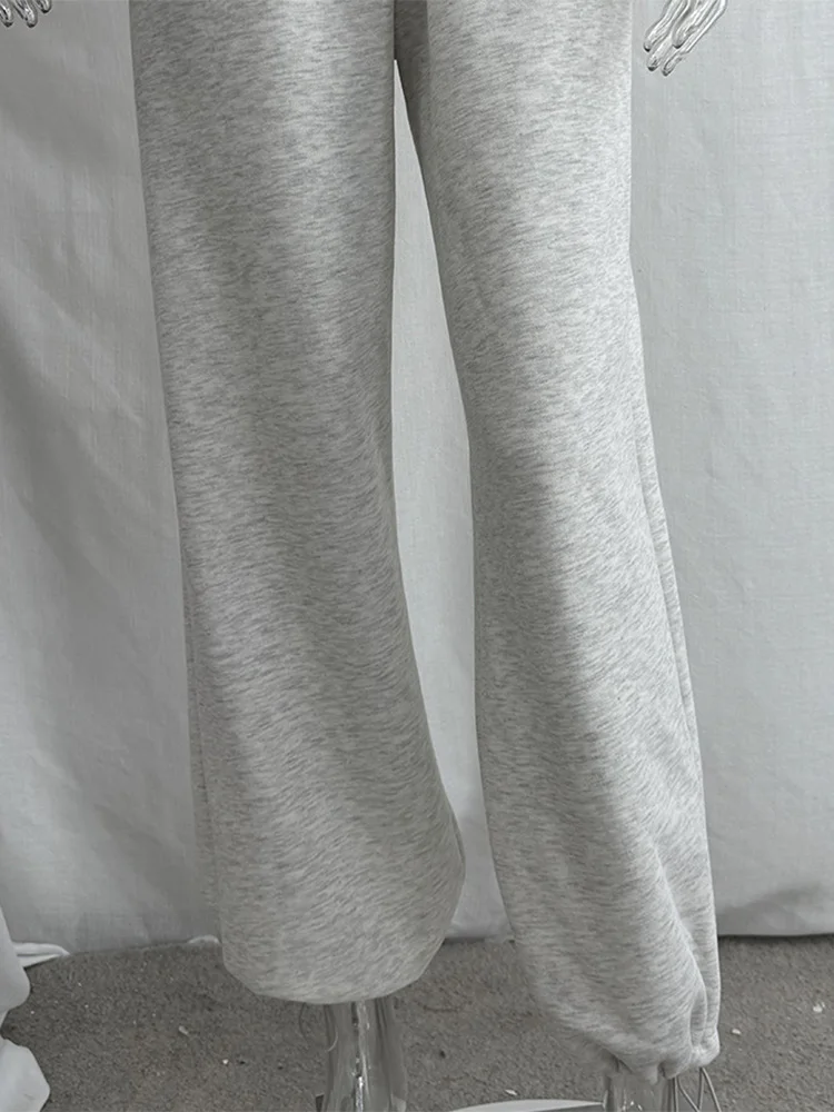 Damen-Hosenanzug 2-teilig Polokragen Langarm-Sweatshirt Pullover Elastische Taille Hose Streetwear Einfarbiger Oversize-Trainingsanzug – Detail 4