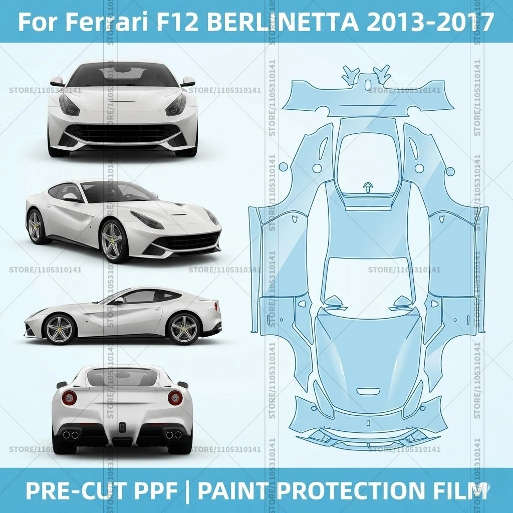 

For Ferrari F12 BERLINETTA 2013-2017 Pre-Cut Paint Protection Film PPF Transparent Car Film Automotive PPF Full Vehicle