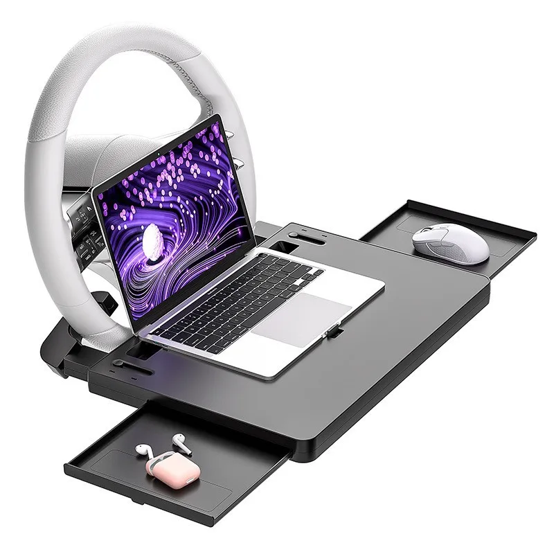 Custom A15 Car Steering Wheel Desk, Removable Front Seat Serving Tray, Portable Support Bracket for Laptop and Tablet Devices