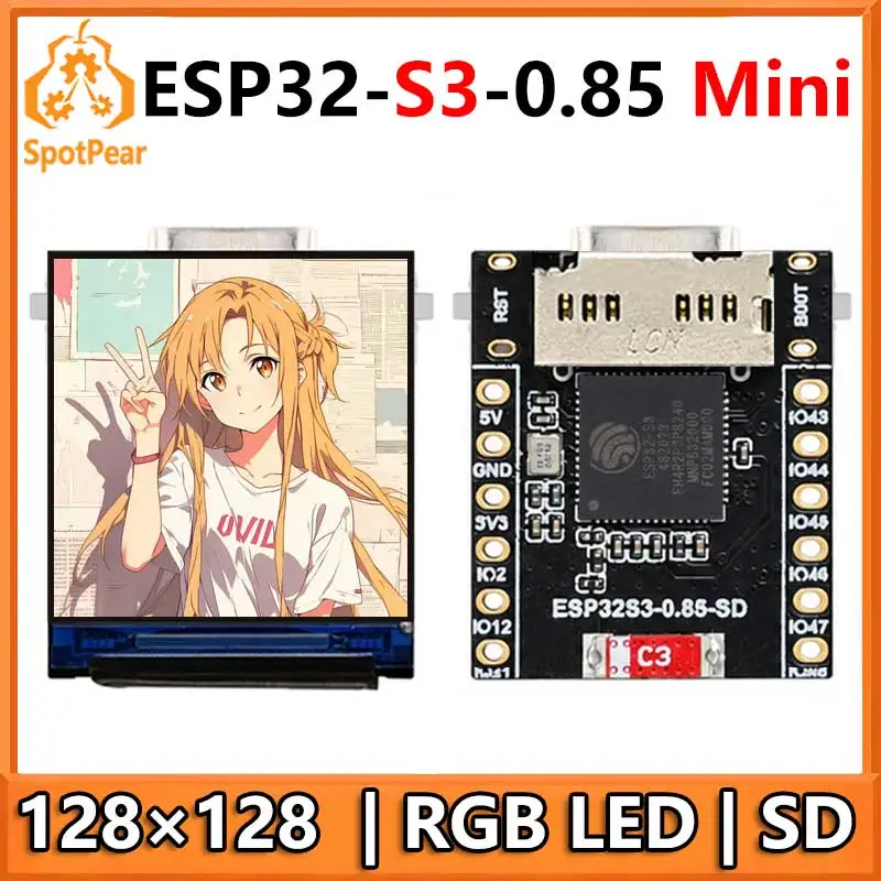 ESP32-S3 LCD Mini Tiny Development Board 0.85 inch Display 0.85inch Screen 128x128 SD-Port For Arduino