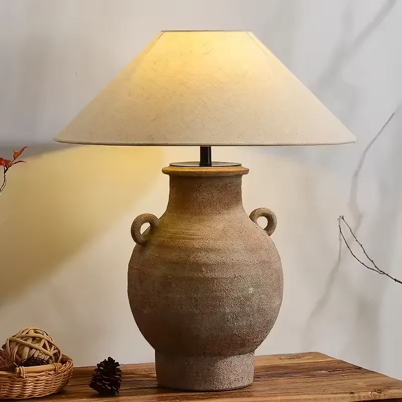 Modern Minimalist Unglazed Ceramic Table Lamp for Bedroom Bedside Decor Luxury Art Deco Style Night Light for Hotel Home