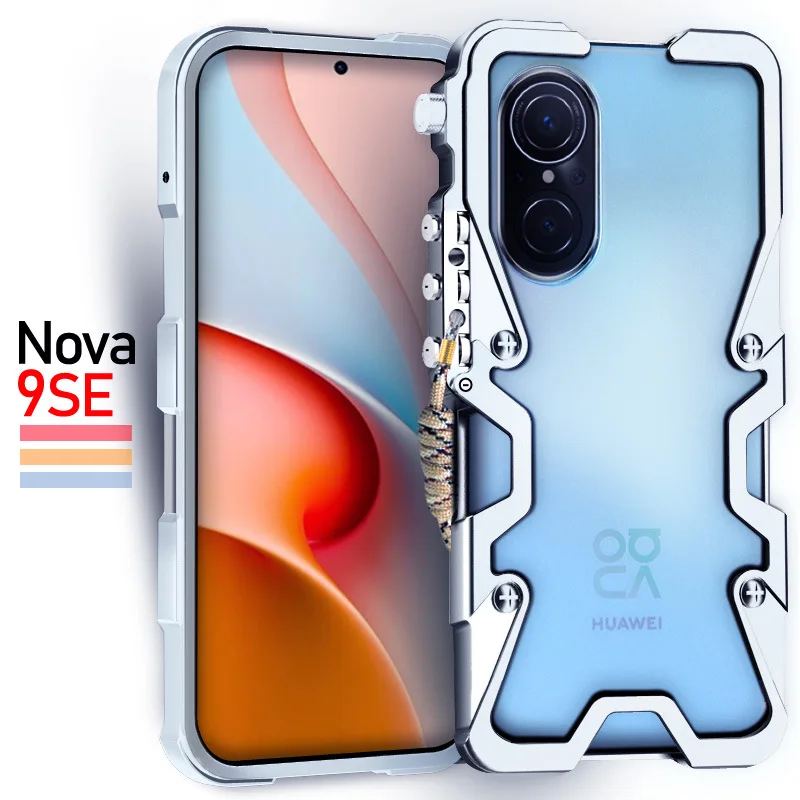 Metal Alumínio Phone Cases para Huawei, Armadura Luxuosa, Bumper para Nova 9, Nova9, Se Pro, Capa, Mecânica, Artesanal Caso Do Crânio, Capa De Luxo