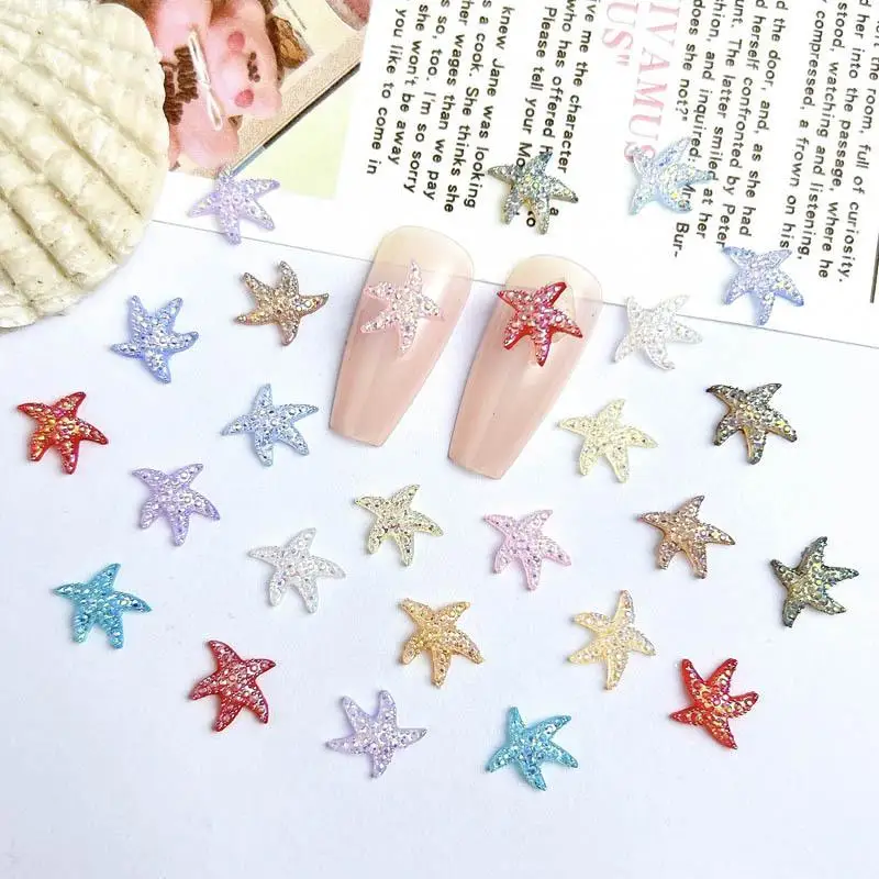 Random Mixed Colorful Fresh Sparkling Starfish Nail Art Charms Irregular Pentagram Nail Decorations DIY Accessories Crafts