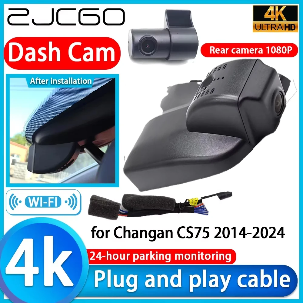 

ZJCGO for Changan CS75 2014-2024 Wifi 4K DVR Dash Cam Camera Sony Lens IMX335 Video Recorder Night Vision 24h Parking Monitor