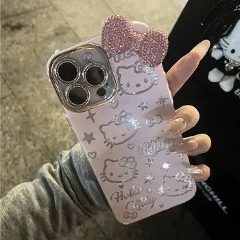 2025 Nový kreslený kryt na telefon Hellokitty s roztomilou mašlí vhodný pro iPhone 15 ProMax 16Pro Pouzdro na telefon pro dívky, vánoční dárek, horký prodej 8 nejlepší prodej Kryt na telefon Hello Kitty - №8
