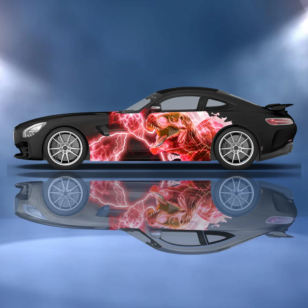 Tyrannosaurus Rex Lightning Car Vinyl Wraps Decal Self-adhesive PVC Sticker Suitable for Trucks SUV Decoration Auto Accessories
