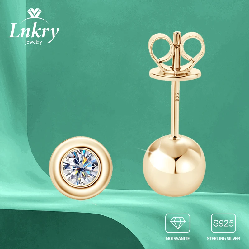 

Lnkry 3.5MM Round Moissanite Earrings Pendientes Plata 925 Sterling Silver Ball Shape Stud Earring For Women Daily Jewelry