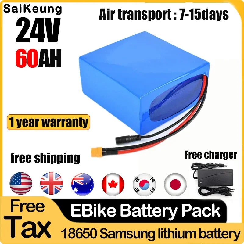 Electric Bicycle Battery 24V 20ah 30ah 40ah 50ah 60ah Battery 500W Bafang 24V 150W 250W 750W Electric Scooter 350w Lithium Pack