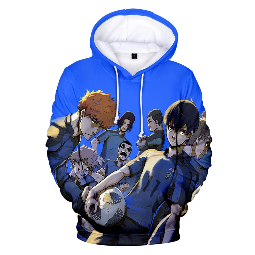 Blue Lock Anime Hoodie Unisex 3D Sweatshirt wanita pria Harajuku Streetwear komik Jepang Fashion pakaian ukuran Plus