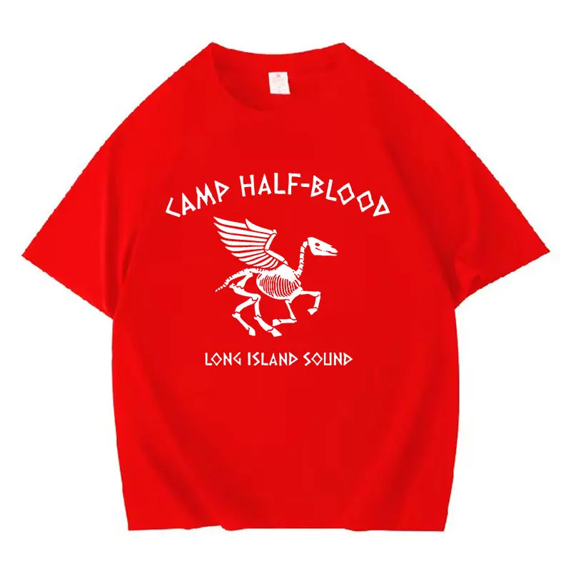 Camp Half Blood Long Island Sound Skull Percy Jackson T Shirts Men Women Vintage Casual Cotton Oversized T-shirt Gothic Clothing